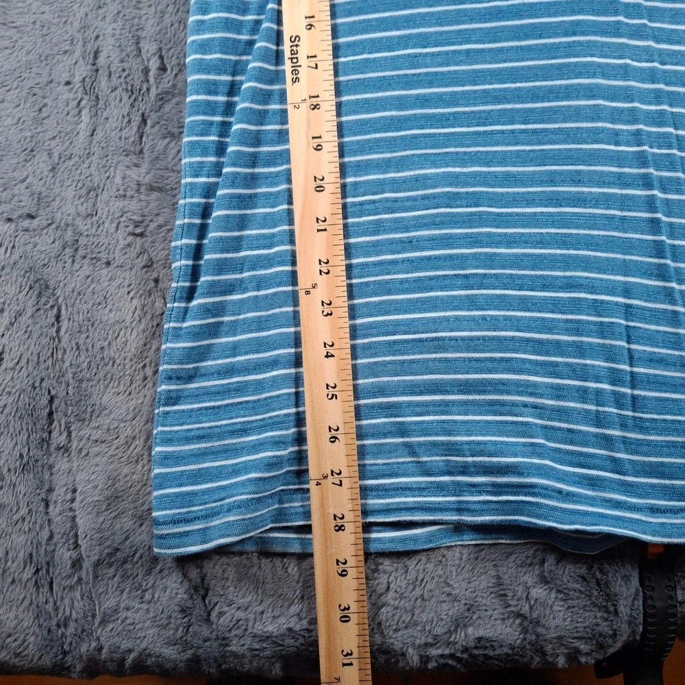 Johnnie-O Mens Blue White Striped Short Sleeve V-Neck Pocket Polo Shirt Size M - Picture 2 of 7